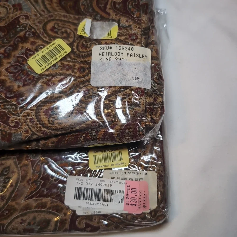 2x Tommy Hilfiger Heirloom Paisley King Size Pillow Shams Made In Italy